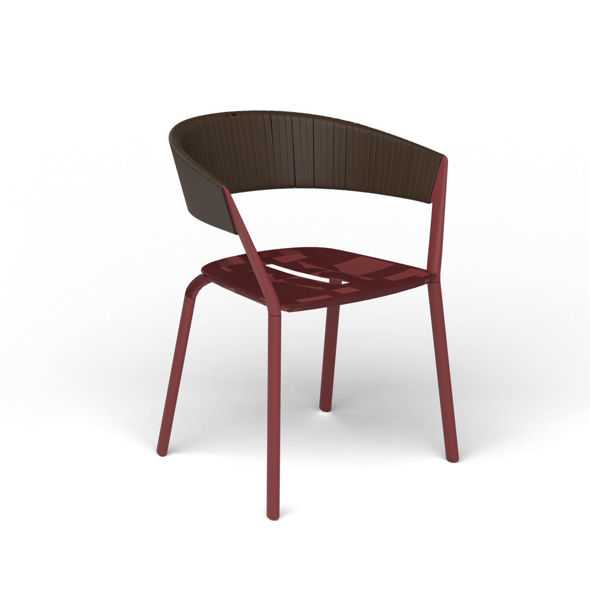 Ria Eetfauteuil met Deels Gevlochten Touw - Autumn Red / Touw Brownie