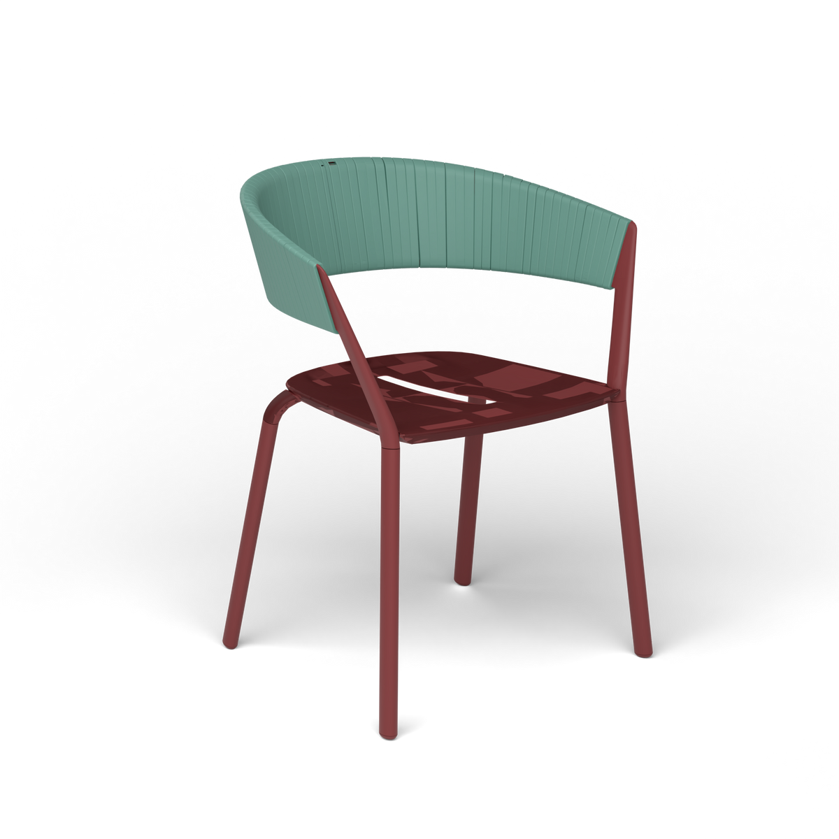Ria Eetfauteuil met Deels Gevlochten Touw - Autumn Red / Touw Mint