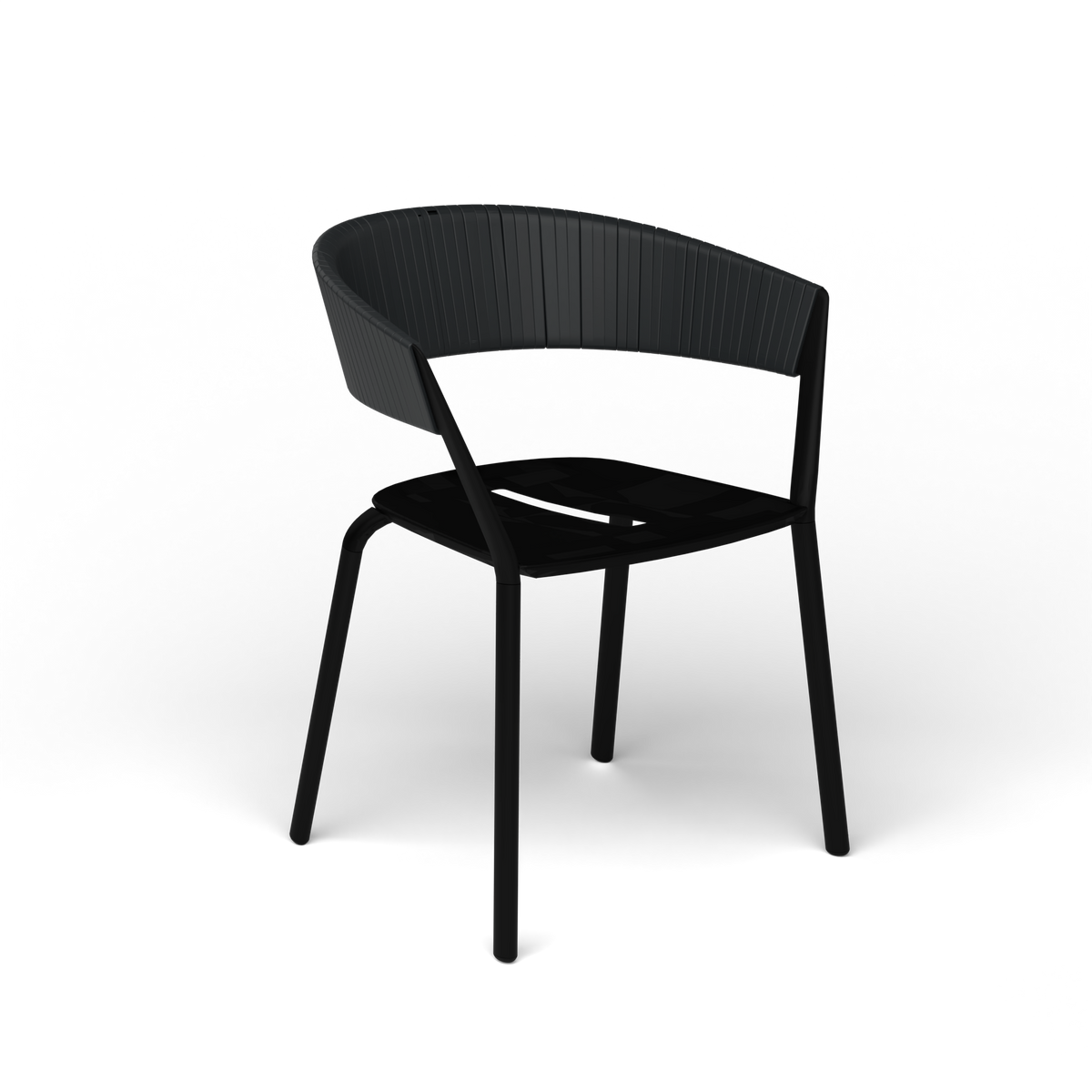 Ria Eetfauteuil met Deels Gevlochten Touw - Black / Touw Black Sand