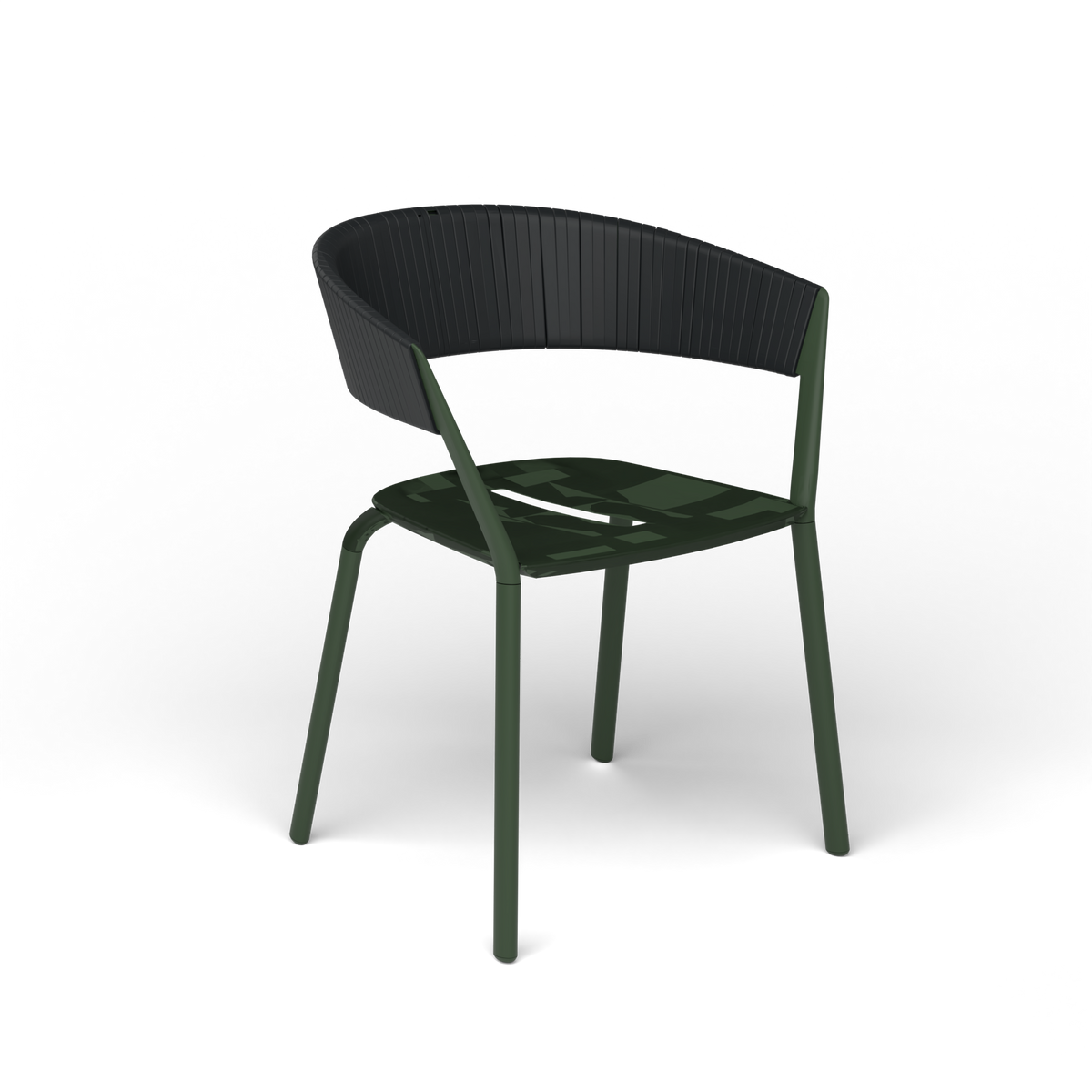 Ria Eetfauteuil met Deels Gevlochten Touw - Bottle Green / Touw Black Sand