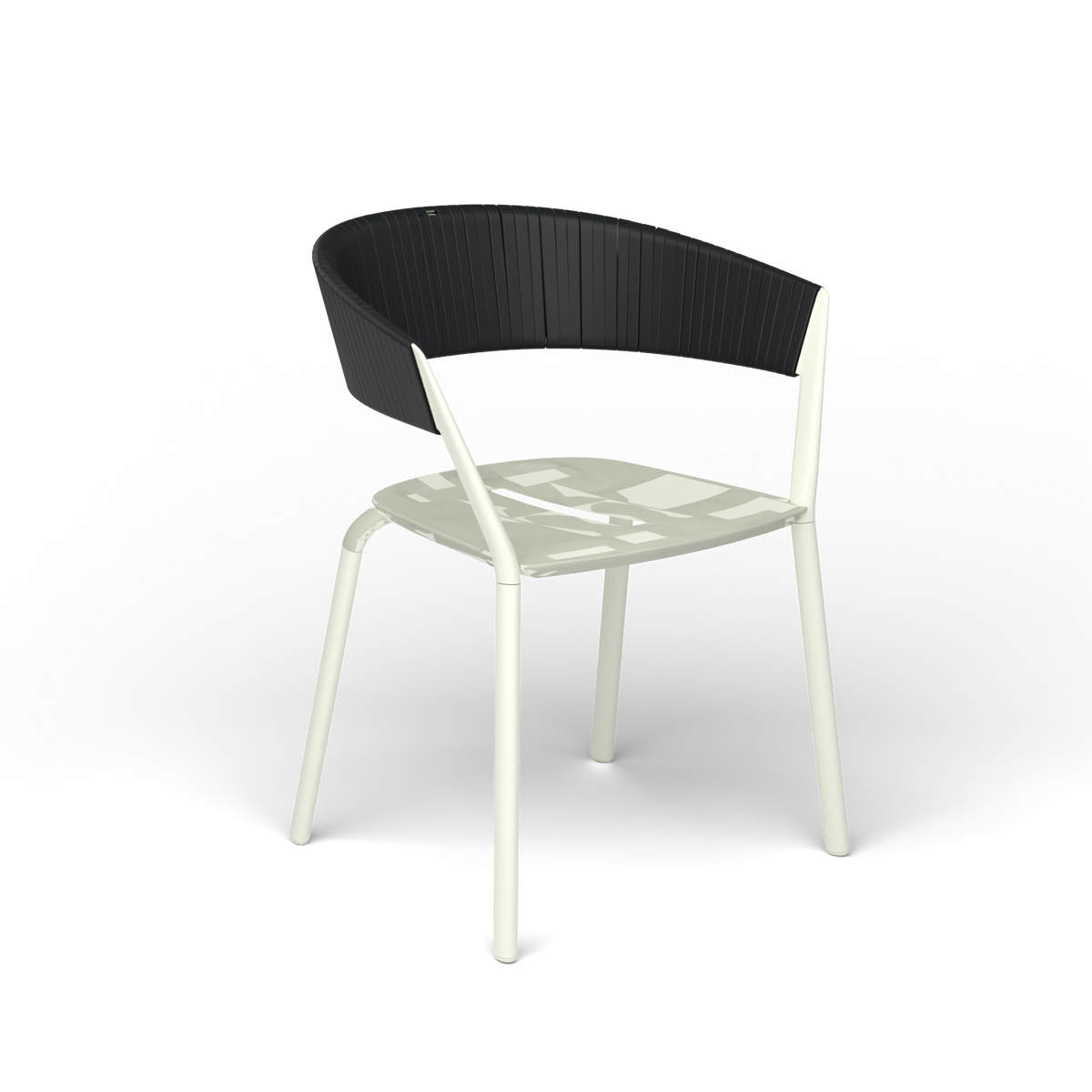 Ria Eetfauteuil met Deels Gevlochten Touw - Butter White / Touw Black Sand