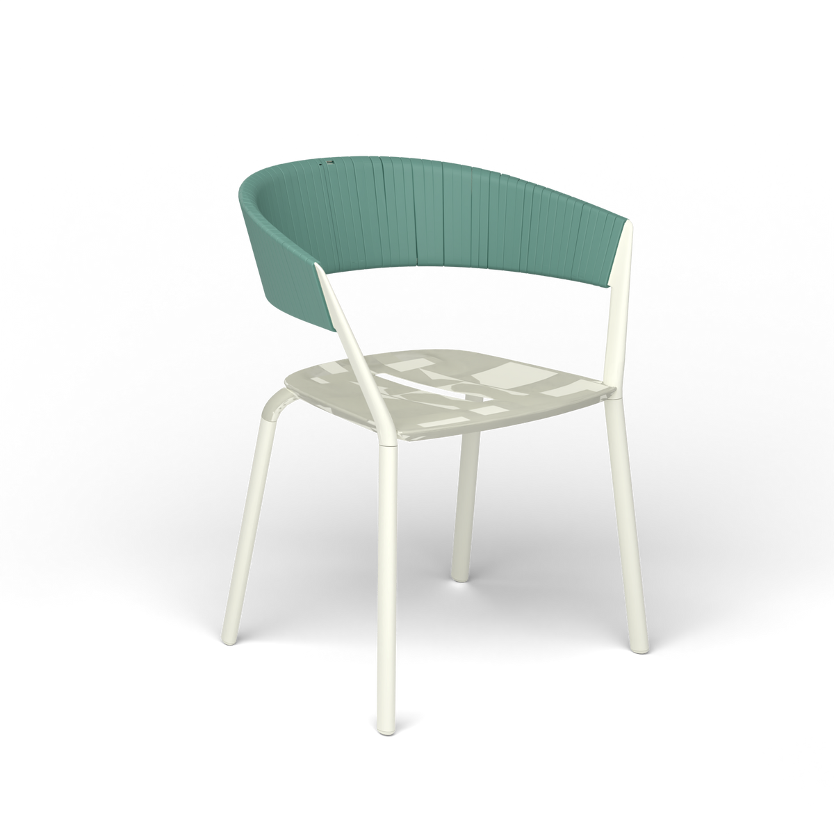 Ria Eetfauteuil met Deels Gevlochten Touw - Butter White / Touw Mint