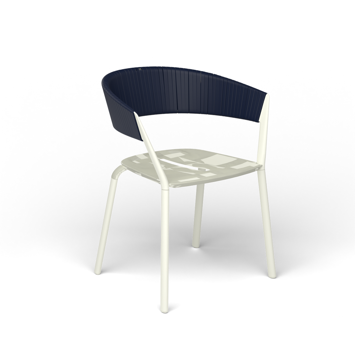 Ria Eetfauteuil met Deels Gevlochten Touw - Butter White / Touw Ocean