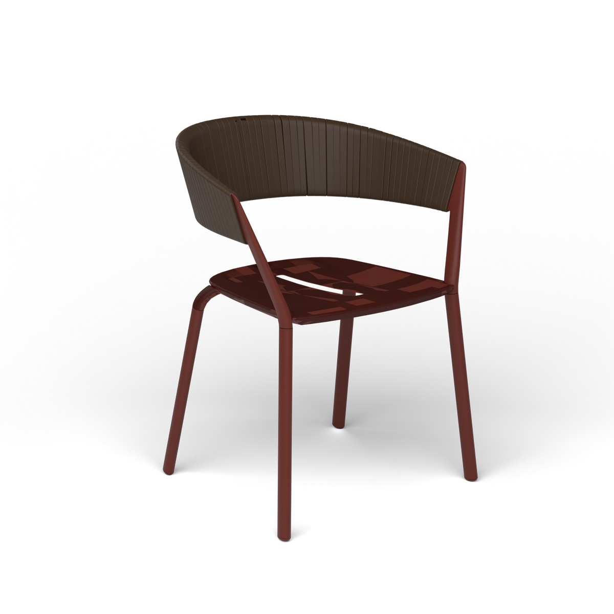 Ria Eetfauteuil met Deels Gevlochten Touw - Chestnut Brown / Touw Brownie