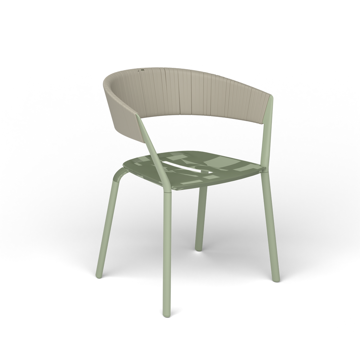 Ria Eetfauteuil met Deels Gevlochten Touw - Green Tea / Touw Moon
