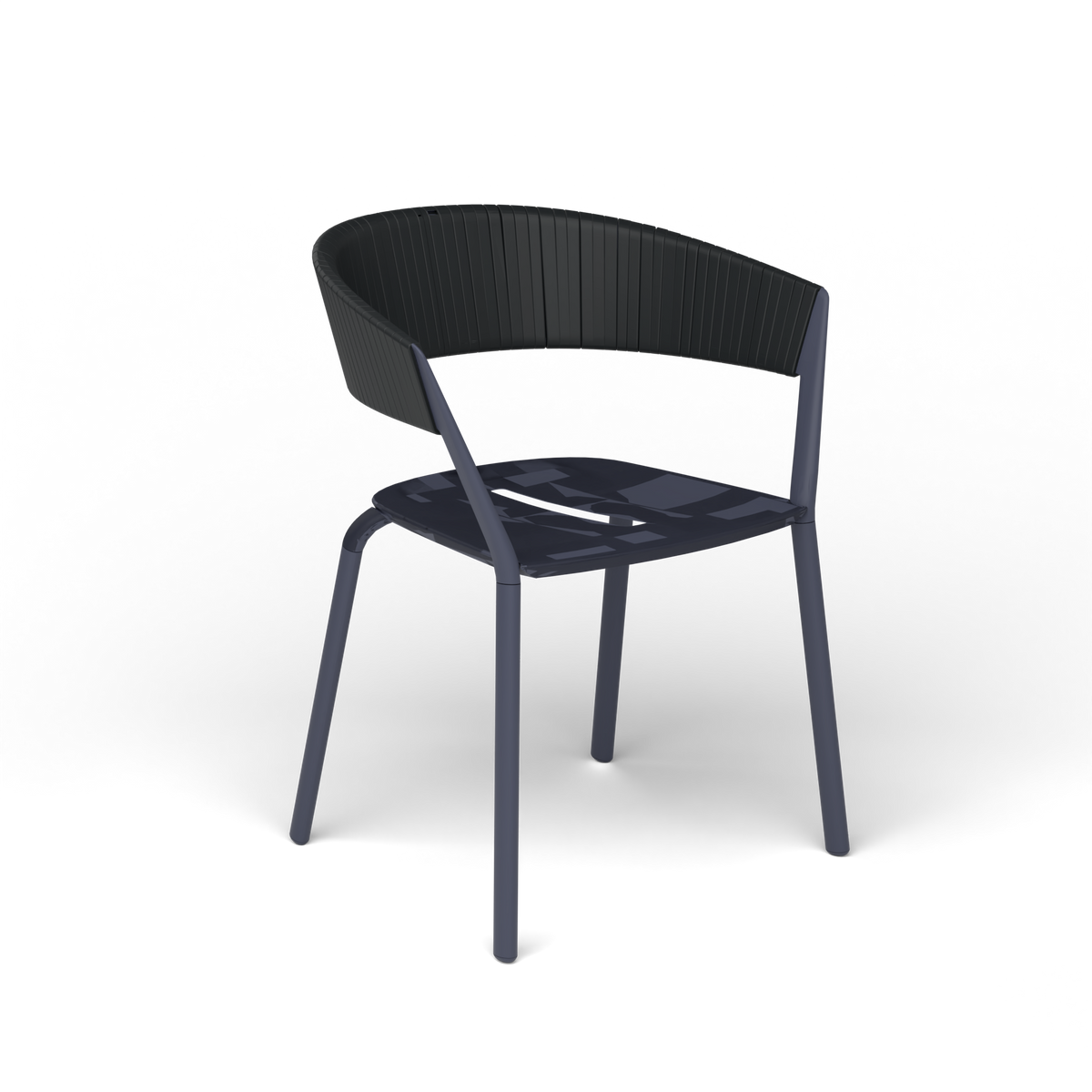 Ria Eetfauteuil met Deels Gevlochten Touw - Grey Blue / Touw Black Sand
