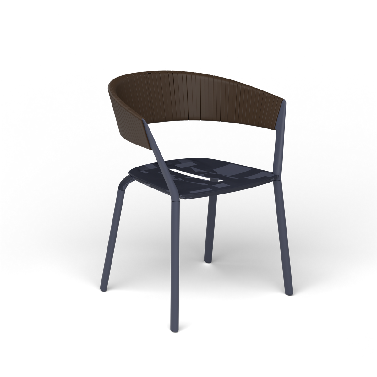 Ria Eetfauteuil met Deels Gevlochten Touw - Grey Blue / Touw Brownie