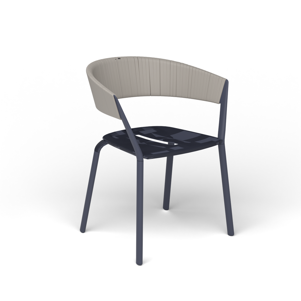 Ria Eetfauteuil met Deels Gevlochten Touw - Grey Blue / Touw Sunset