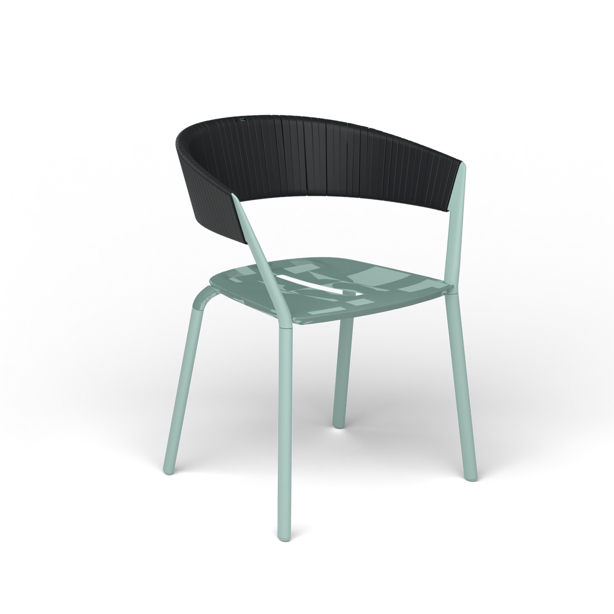 Ria Eetfauteuil met Deels Gevlochten Touw - Light Blue / Touw Black Sand