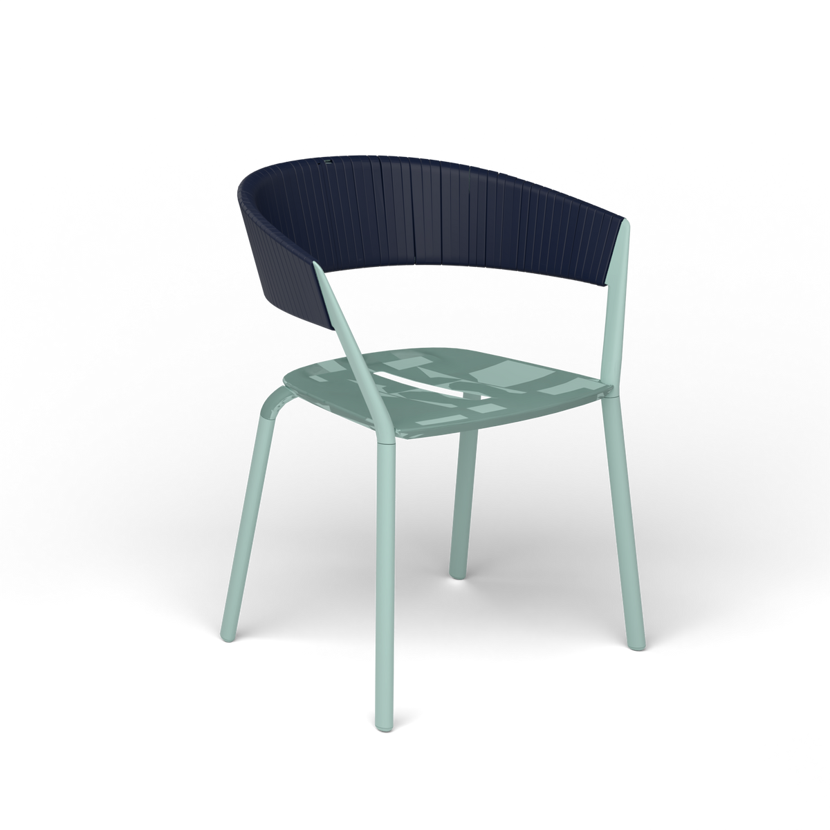 Ria Eetfauteuil met Deels Gevlochten Touw - Light Blue / Touw Ocean