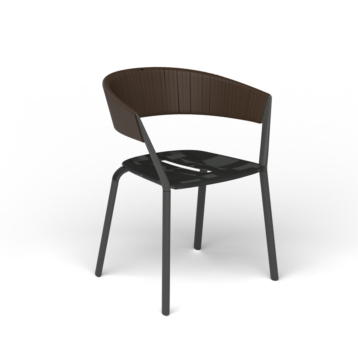 Ria Eetfauteuil met Deels Gevlochten Touw - Metallic Grey / Touw Brownie