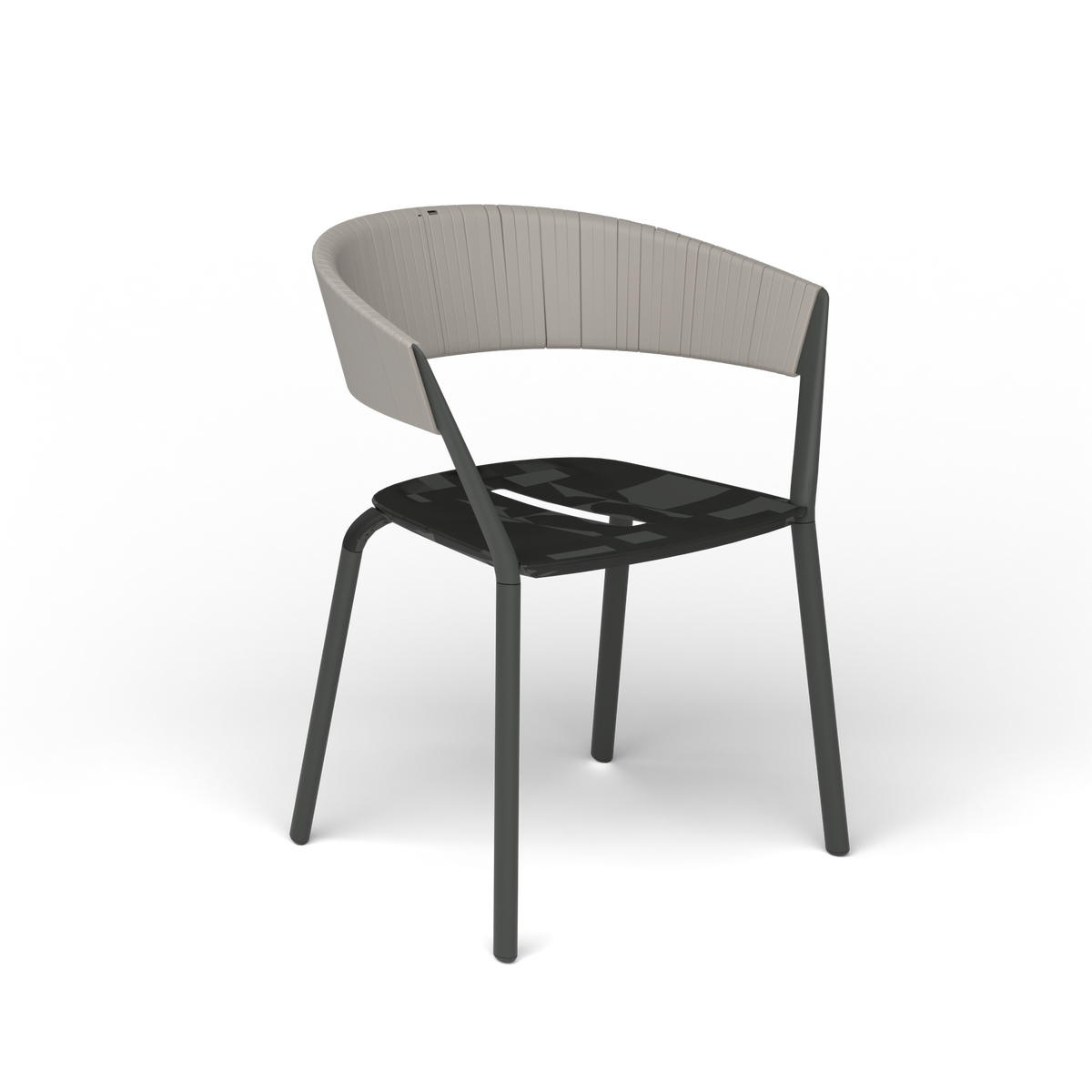 Ria Eetfauteuil met Deels Gevlochten Touw - Metallic Grey / Touw Sunset