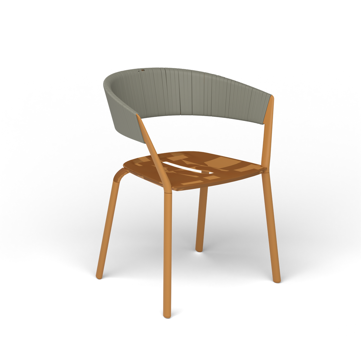 Ria Eetfauteuil met Deels Gevlochten Touw - Mustard Yellow / Touw Rock