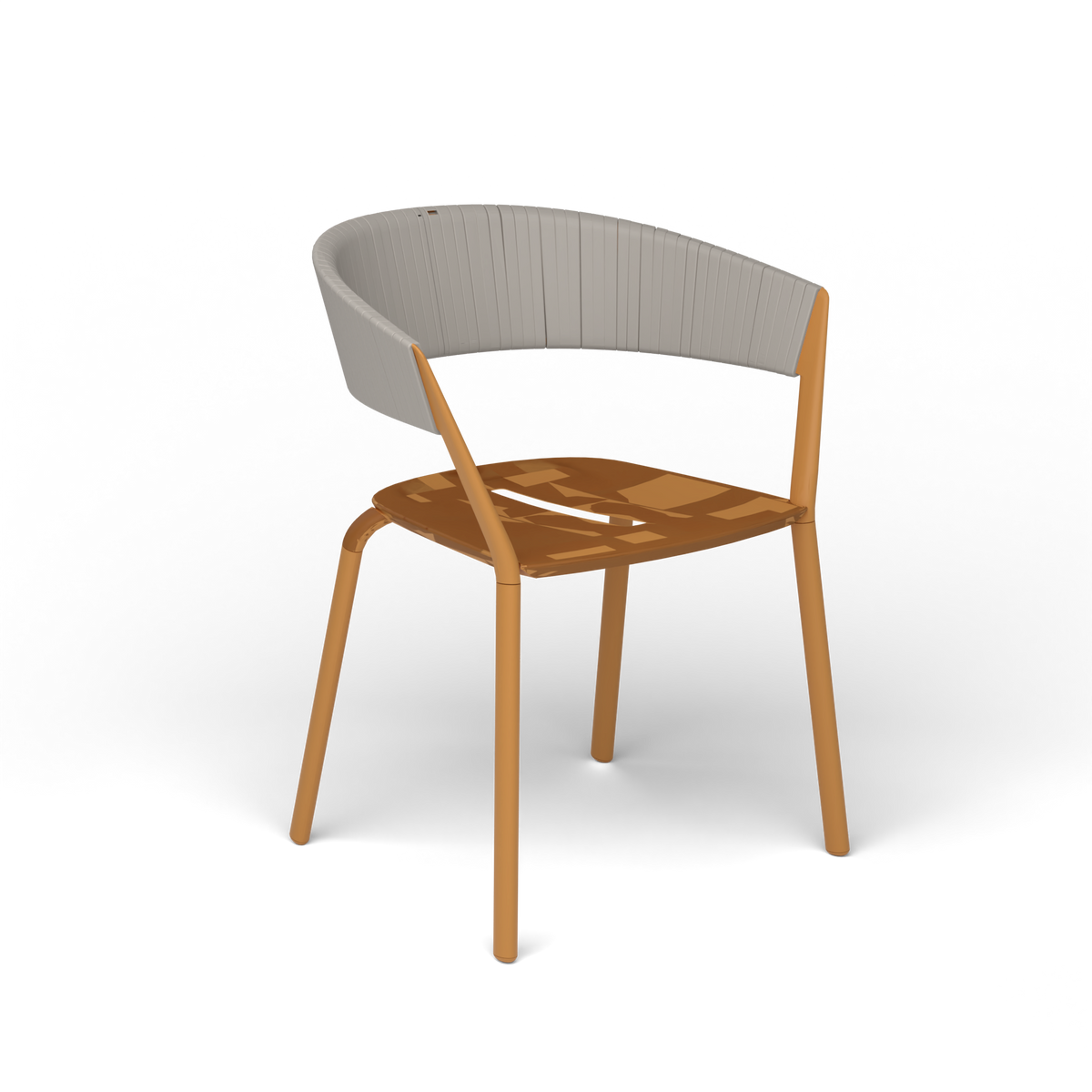 Ria Eetfauteuil met Deels Gevlochten Touw - Mustard Yellow / Touw Sunset