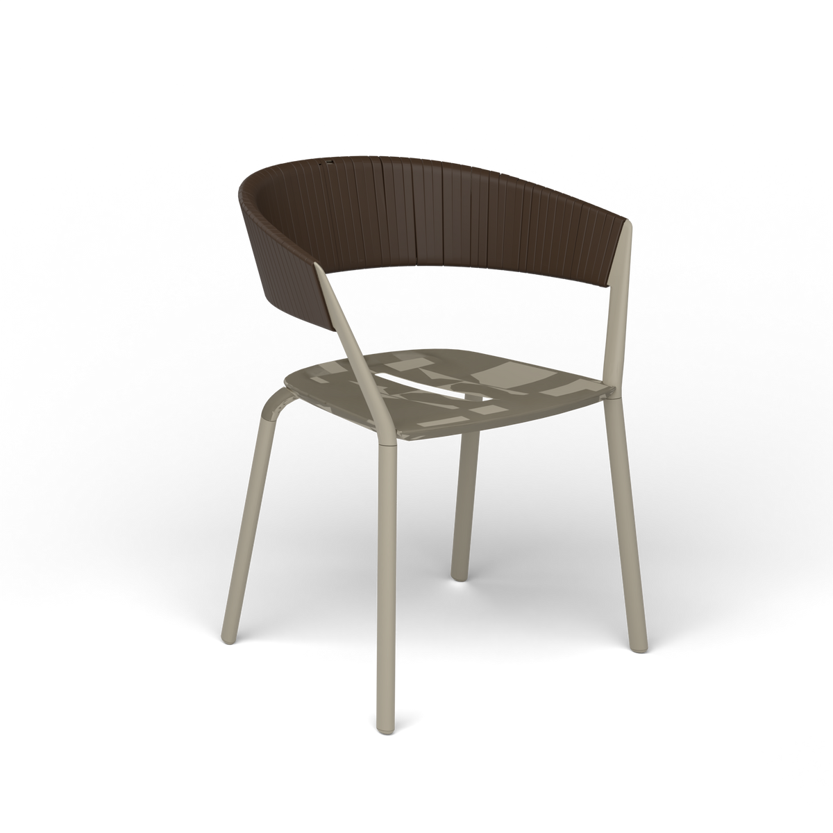 Ria Eetfauteuil met Deels Gevlochten Touw - Pearly Gold / Touw Brownie