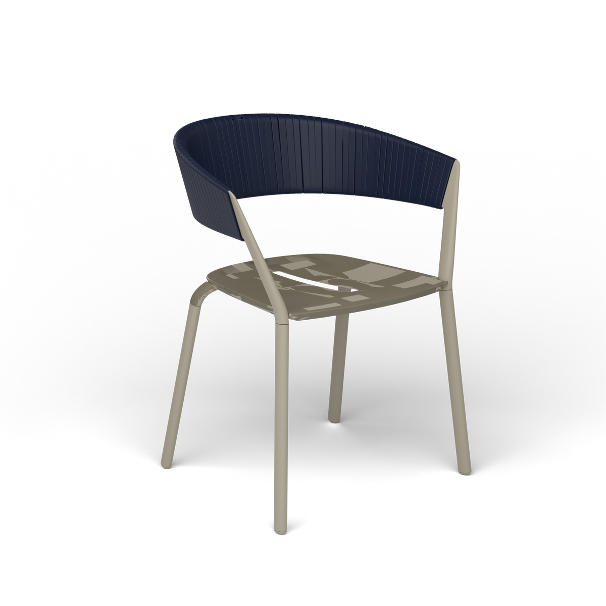 Ria Eetfauteuil met Deels Gevlochten Touw - Pearly Gold / Touw Ocean