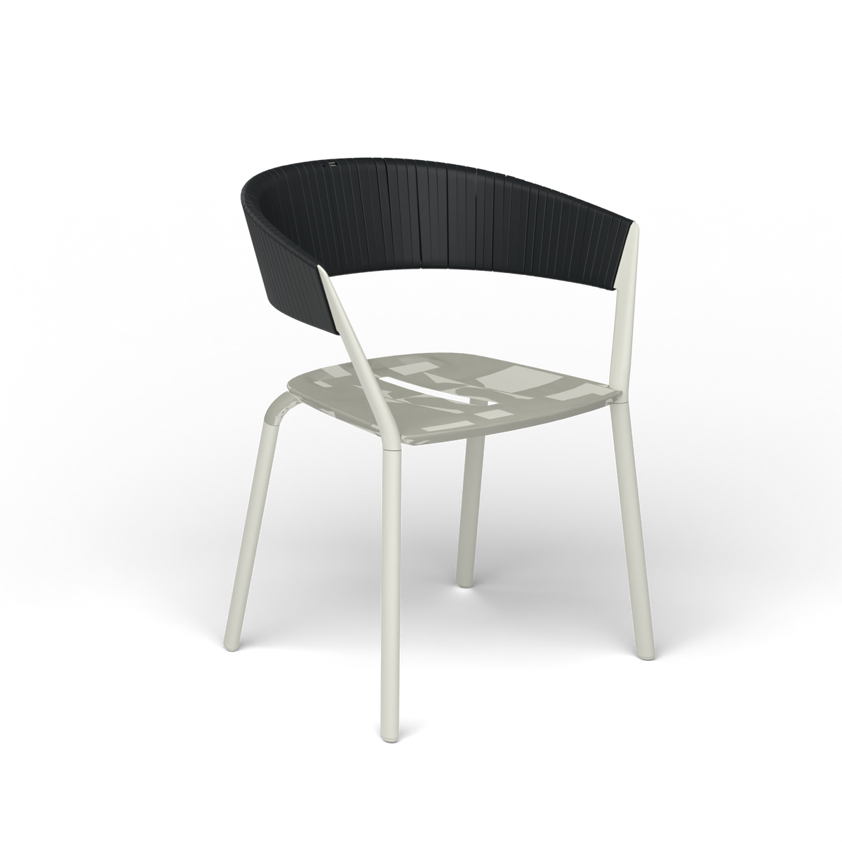 Ria Eetfauteuil met Deels Gevlochten Touw - Powder Grey / Touw Black Sand
