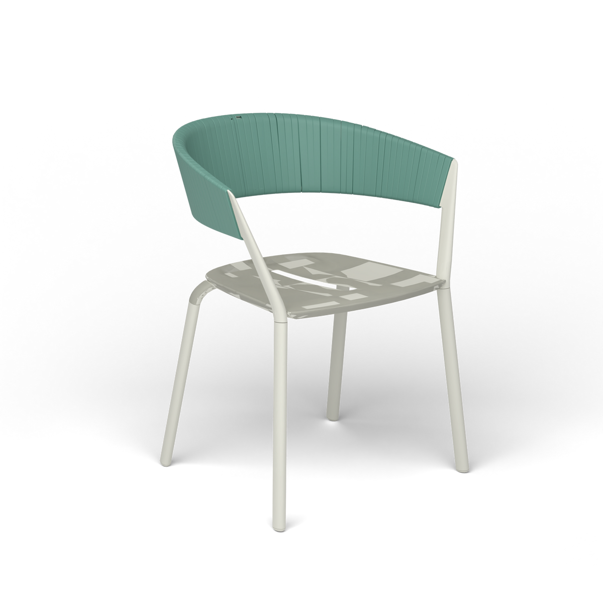 Ria Eetfauteuil met Deels Gevlochten Touw - Powder Grey / Touw Mint