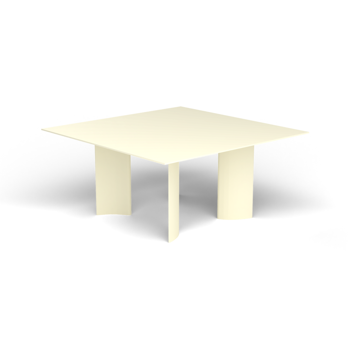 Naca Vierkante Eettafel, 150 × 150 × 72 cm, Butter White, Gelakt aluminium (volgt onderstelkleur)