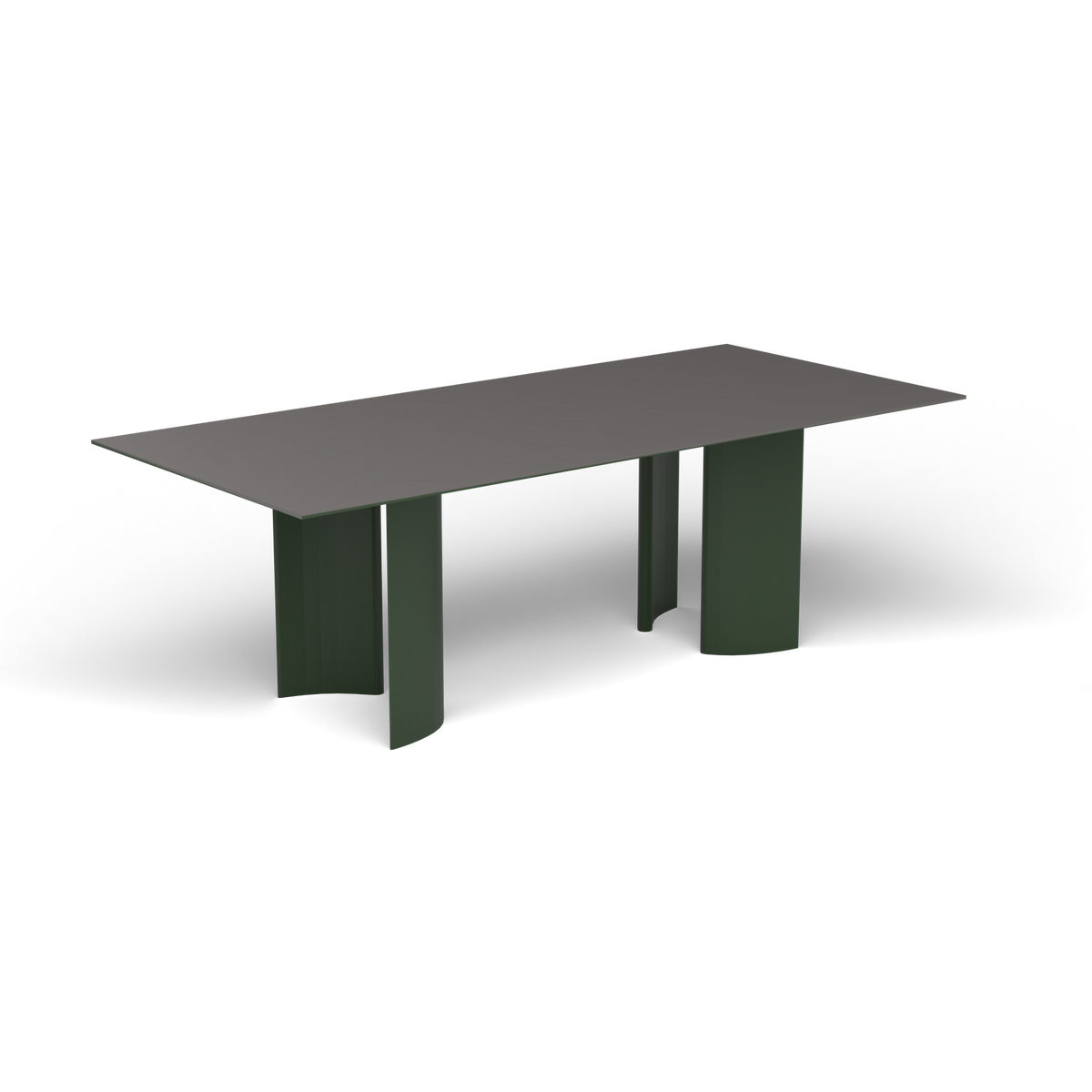Naca Rechthoekige Eettafel, 220 × 100 × 72 cm, Bottle Green, Aluminium speckled Anthracite