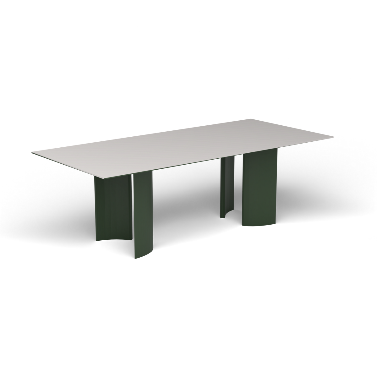 Naca Rechthoekige Eettafel, 220 × 100 × 72 cm, Bottle Green, Aluminium speckled Grey