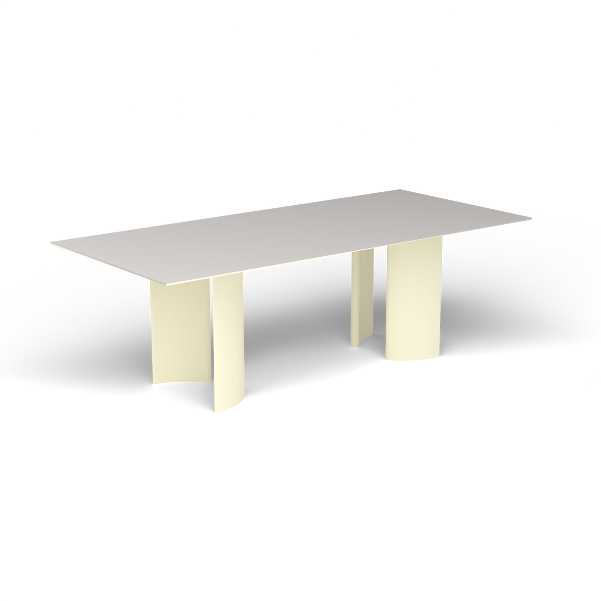 Naca Rechthoekige Eettafel, 220 × 100 × 72 cm, Butter White, Aluminium speckled Grey