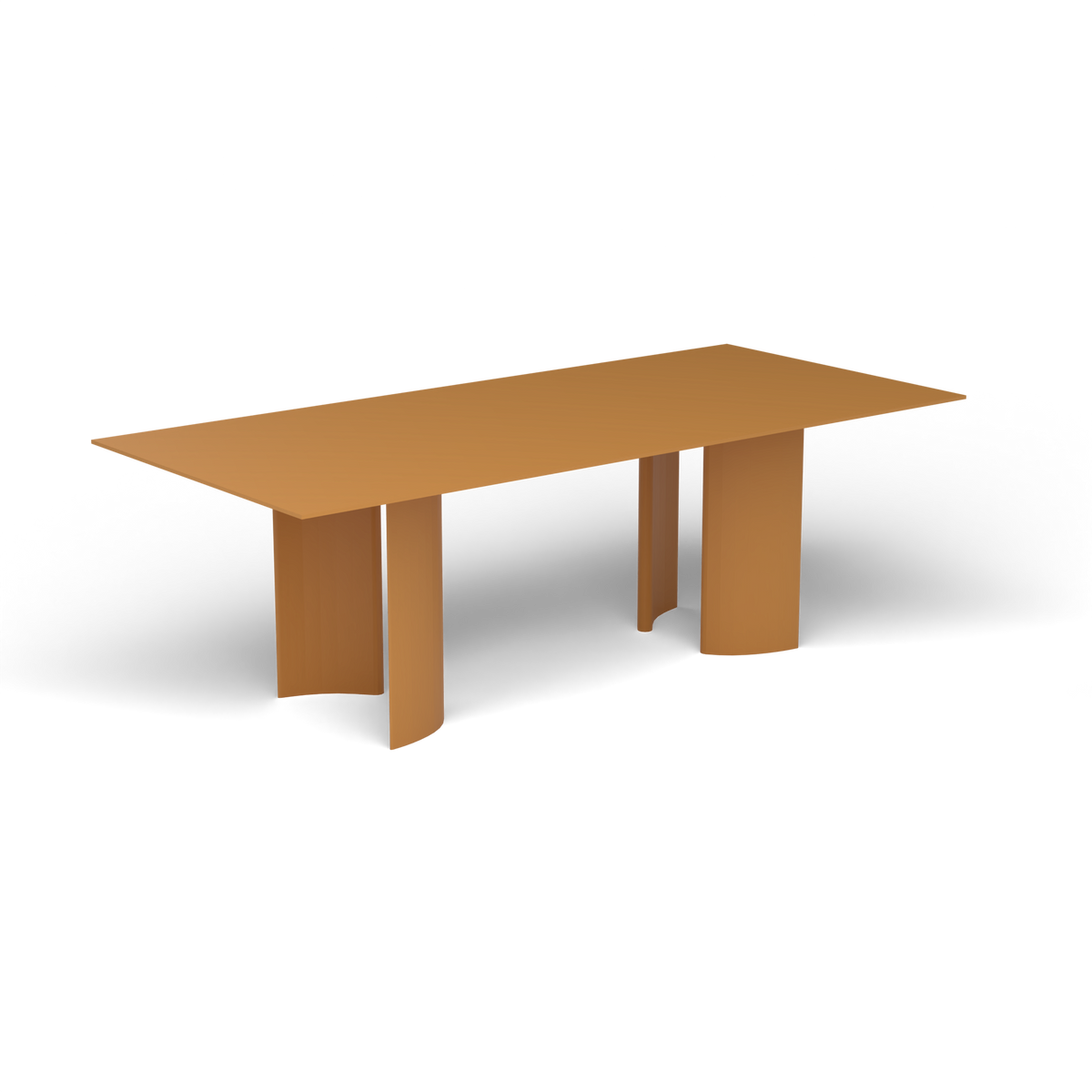 Naca Rechthoekige Eettafel, 220 × 100 × 72 cm, Mustard Yellow, Gelakt aluminium (volgt onderstelkleur)