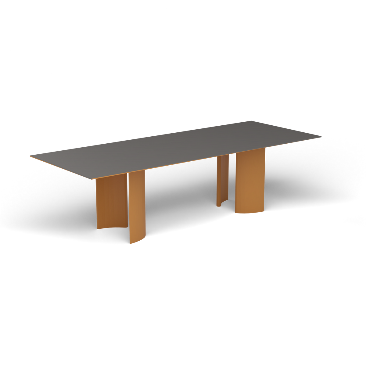 Naca Rechthoekige Eettafel, 260 × 100 × 72 cm, Mustard Yellow, Aluminium speckled Anthracite