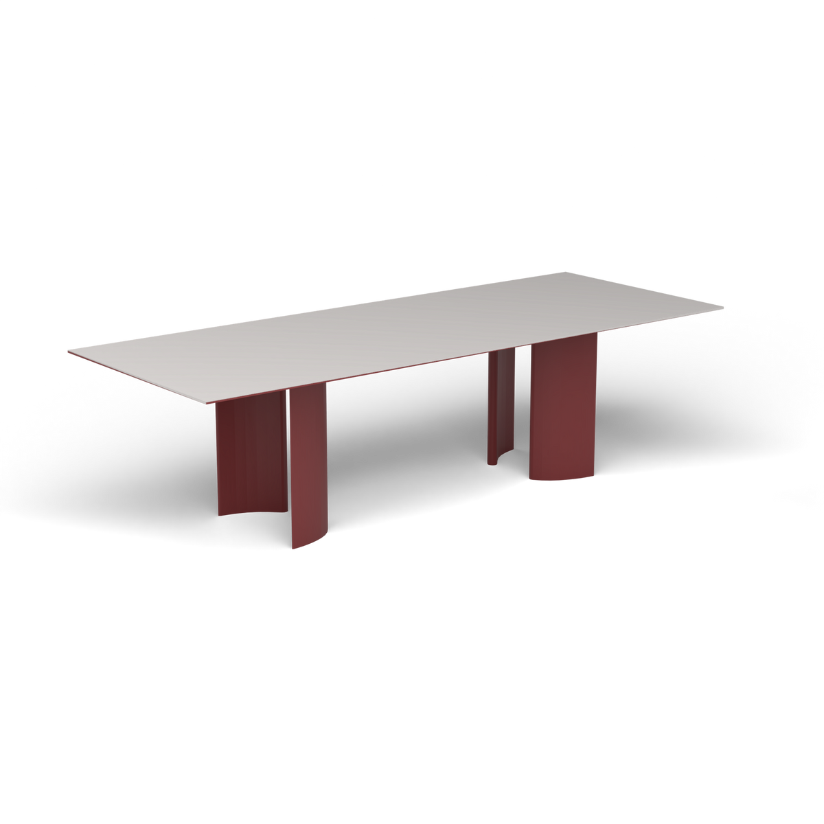 Naca Rechthoekige Eettafel, 260 × 100 × 72 cm, Autumn Red, Aluminium speckled Grey