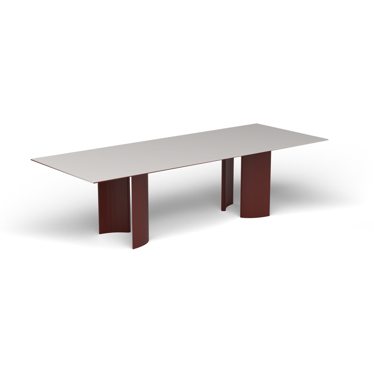 Naca Rechthoekige Eettafel, 260 × 100 × 72 cm, Chestnut Brown, Aluminium speckled Grey