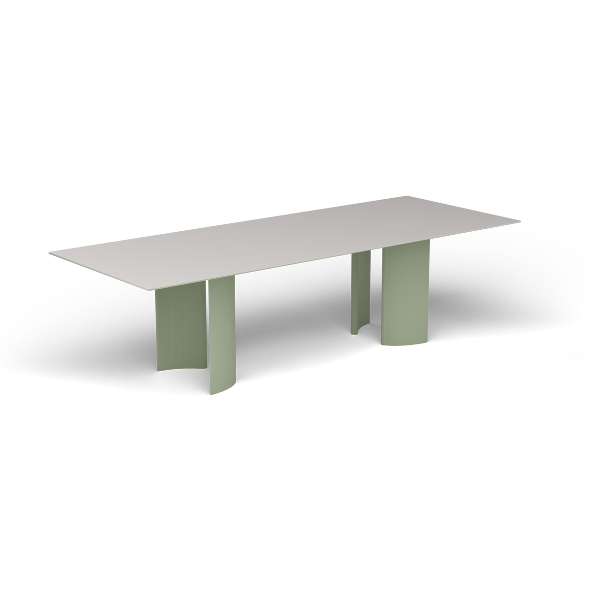 Naca Rechthoekige Eettafel, 260 × 100 × 72 cm, Green Tea, Aluminium speckled Grey