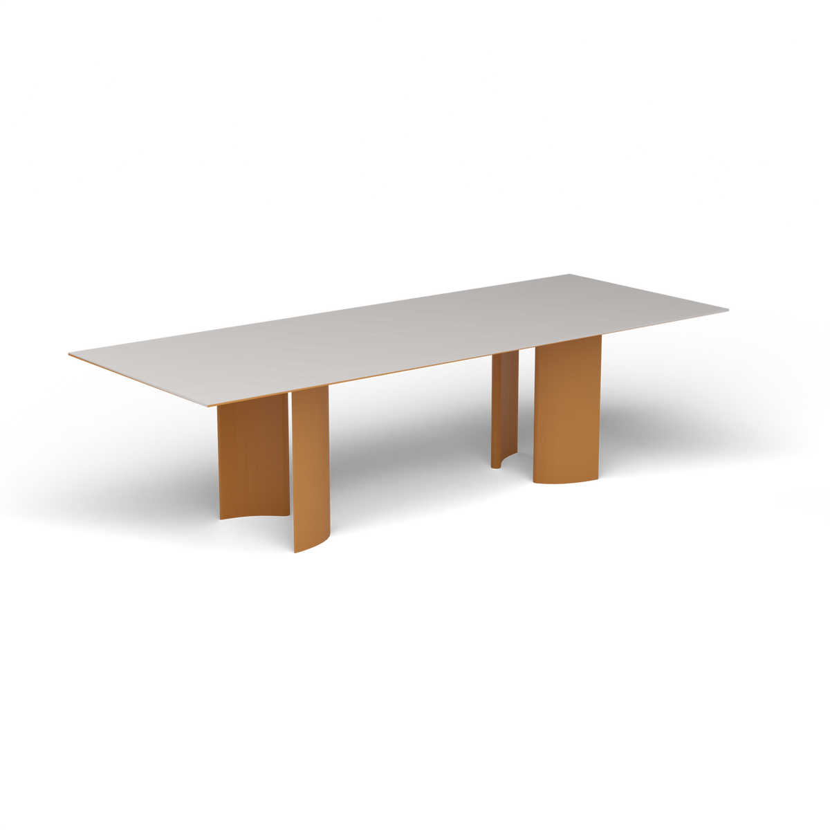 Naca Rechthoekige Eettafel, 260 × 100 × 72 cm, Mustard Yellow, Aluminium speckled Grey