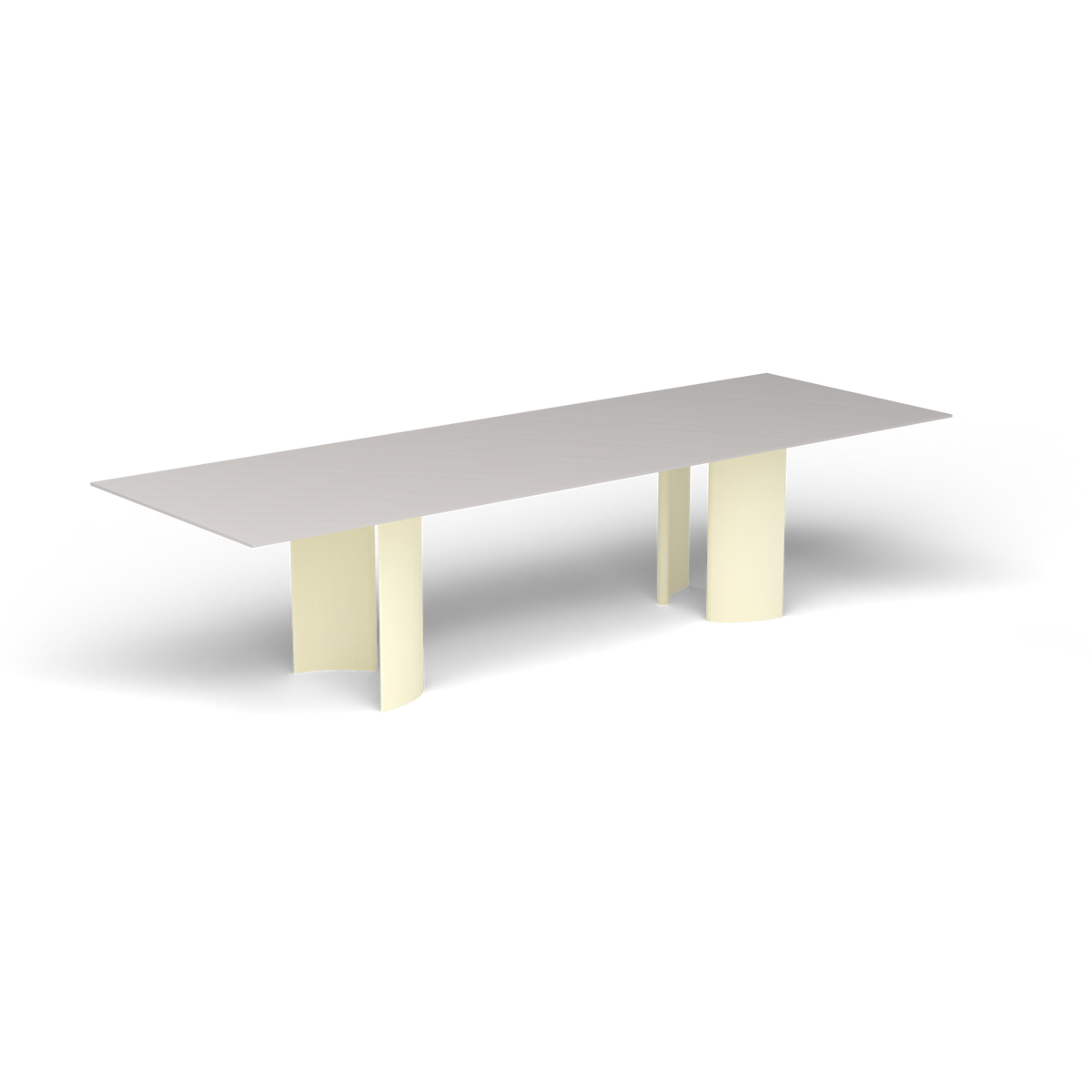 Naca Rechthoekige Eettafel, 300 × 100 × 72 cm, Butter White, Aluminium speckled Grey