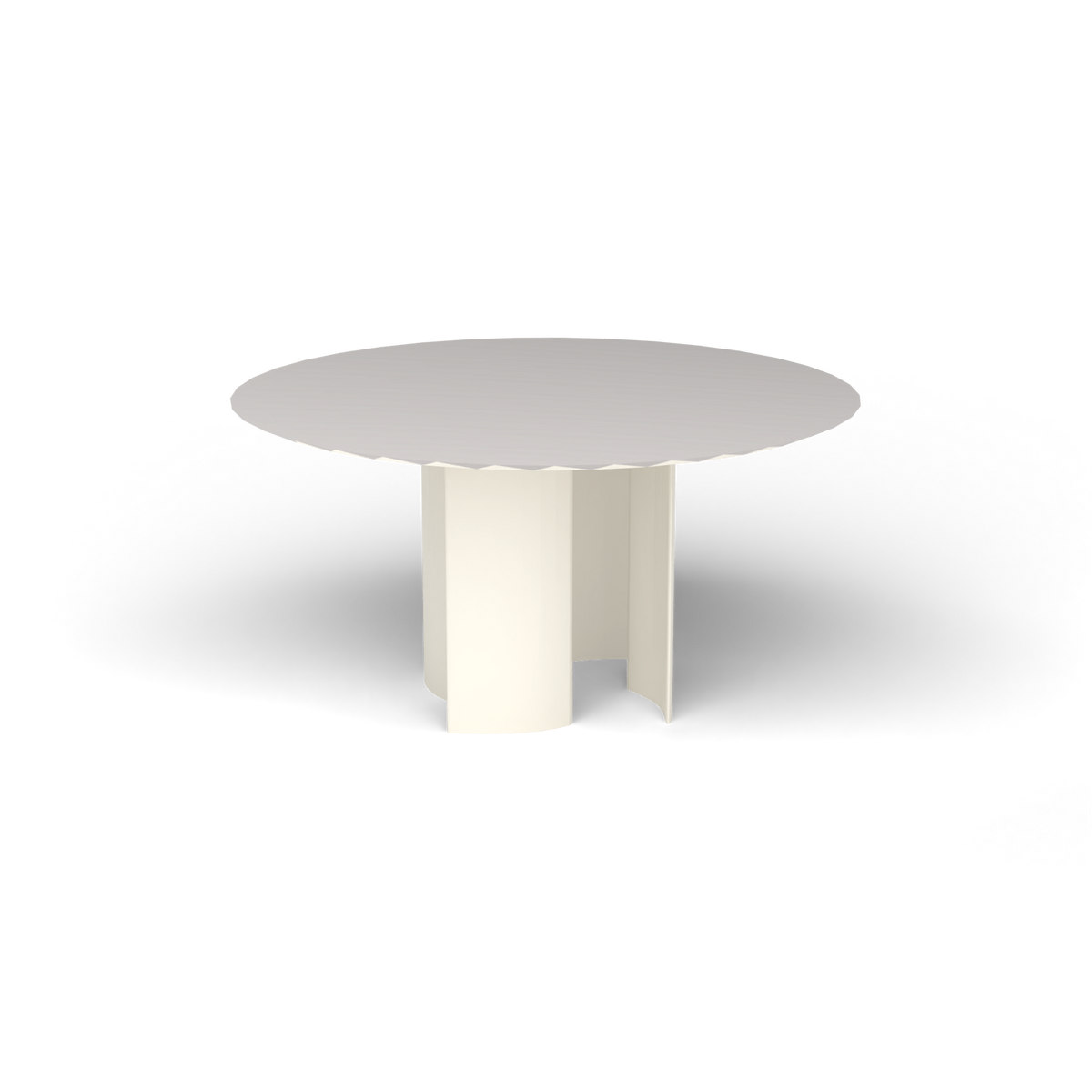Naca Ronde Eettafel, Ø 138 × 72 cm, Antique White, Aluminium speckled Grey