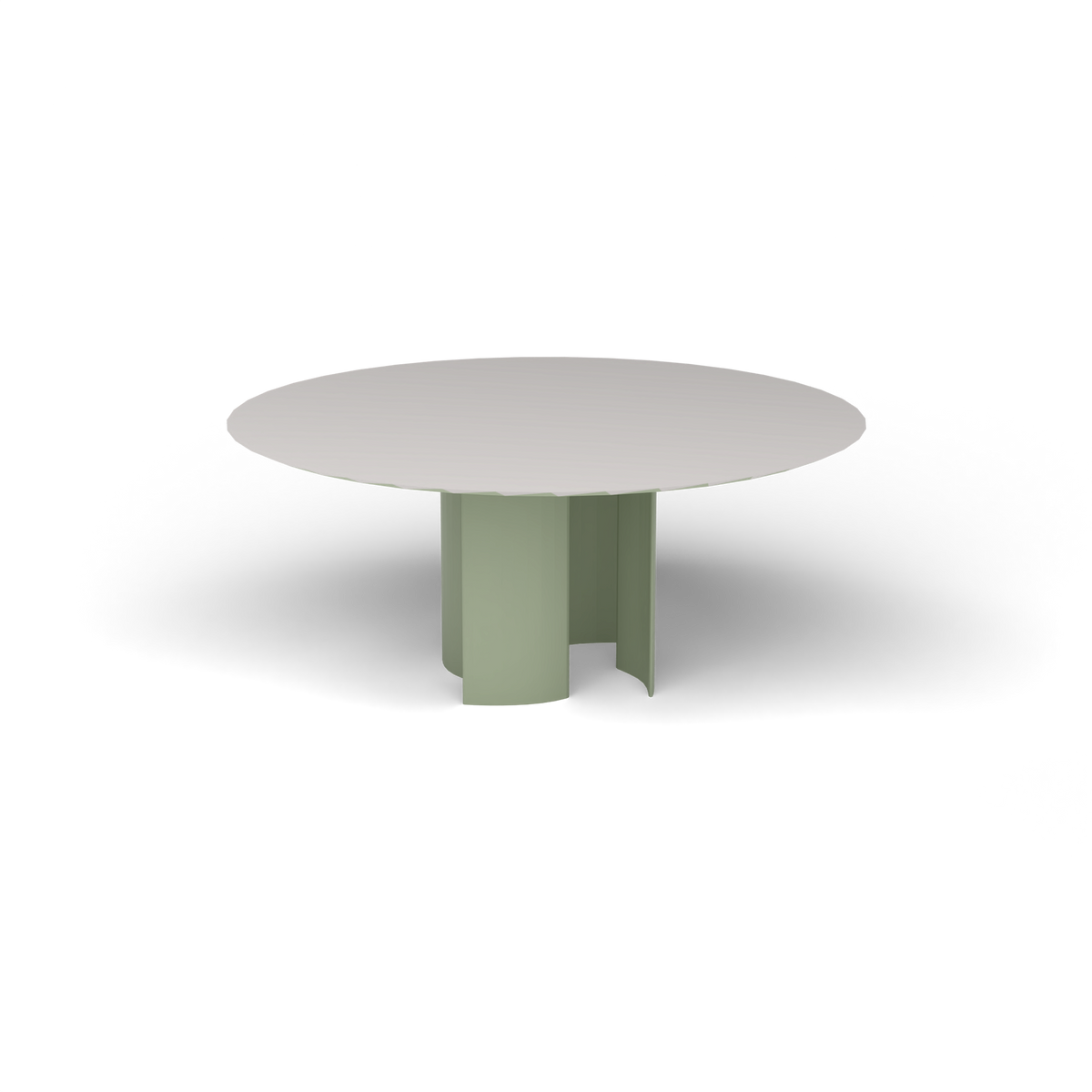 Naca Ronde Eettafel, Ø 165 × 72 cm, Green Tea, Aluminium speckled Grey