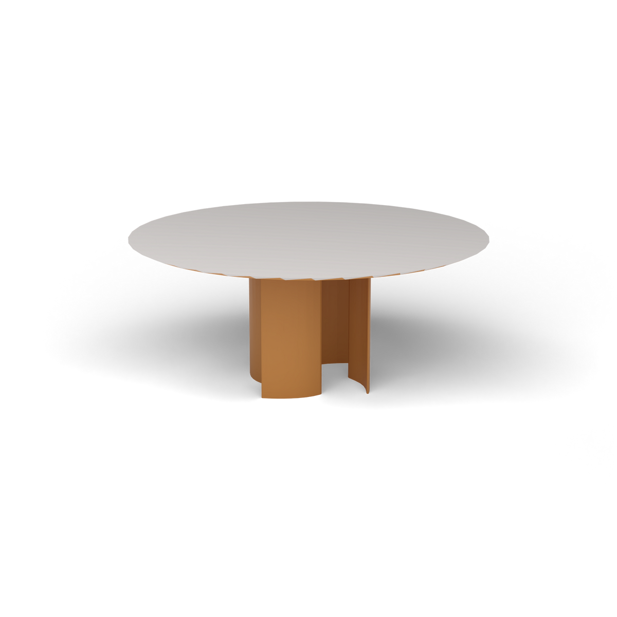 Naca Ronde Eettafel, Ø 165 × 72 cm, Mustard Yellow, Aluminium speckled Grey