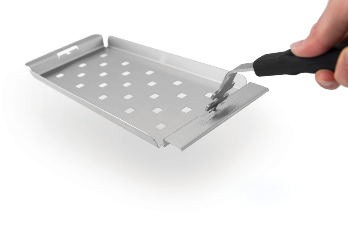 Perforated stainless steel baking sheet narrow
