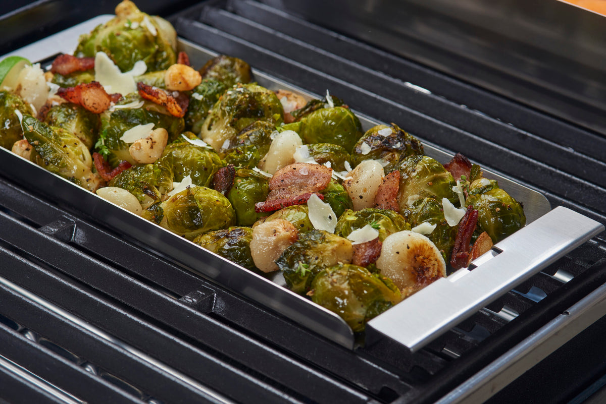 Perforated stainless steel baking sheet narrow