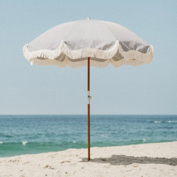 Lauren's Navy Stripe Premium Beach Umbrella