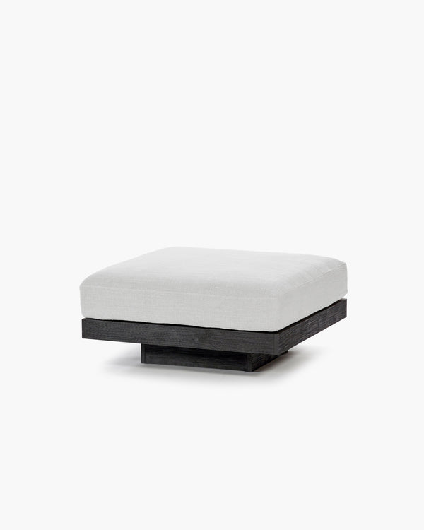 Pouf d'intérieur blanc cassé noir Rudolph