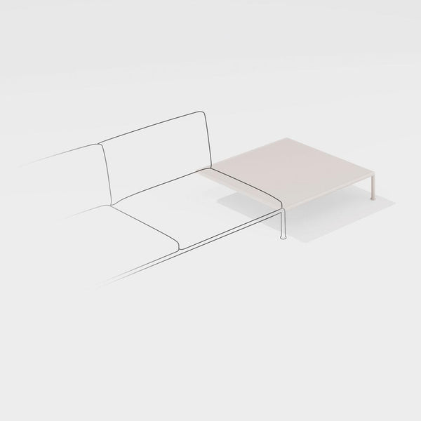 Low square side table with two legs