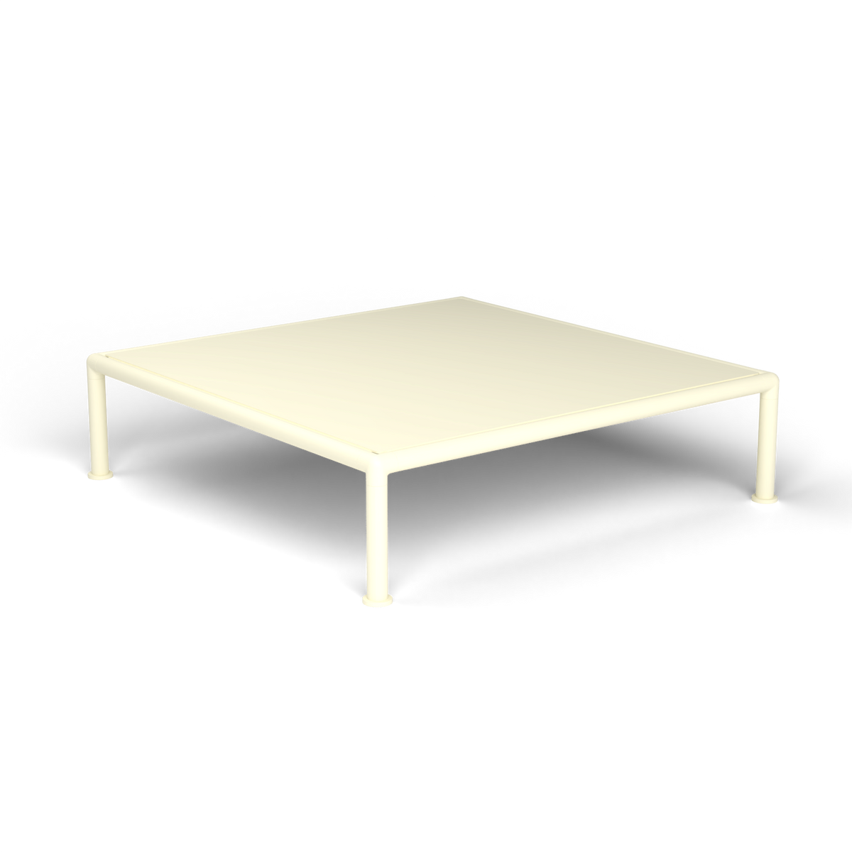 Roè Vierkante Salontafel, 79 × 79 × h 20 cm, Butter White, Gelakt aluminium (volgt onderstelkleur)