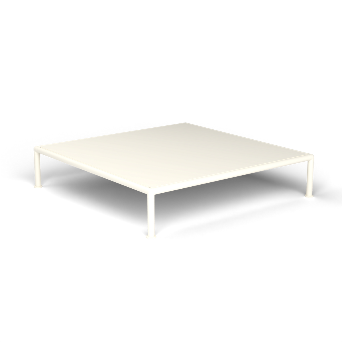 Roè Vierkante Salontafel, 96 × 96 × h 20 cm, Antique White, Gelakt aluminium (volgt onderstelkleur)