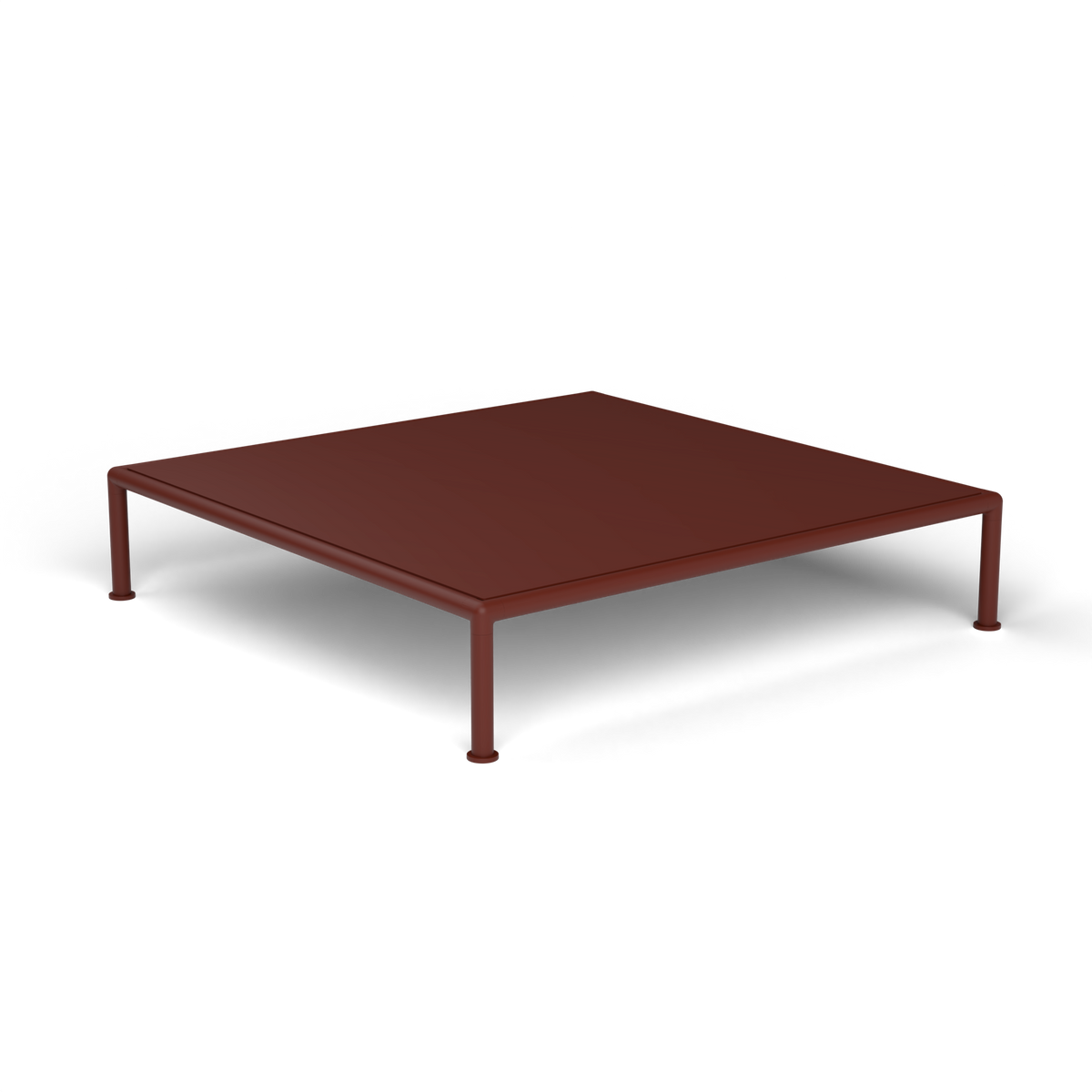 Roè Vierkante Salontafel, 96 × 96 × h 20 cm, Chestnut Brown, Gelakt aluminium (volgt onderstelkleur)