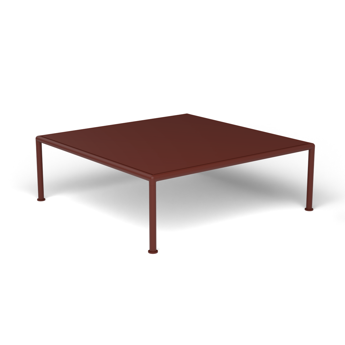 Roè Vierkante Salontafel, 96 × 96 × h 30 cm, Chestnut Brown, Gelakt aluminium (volgt onderstelkleur)