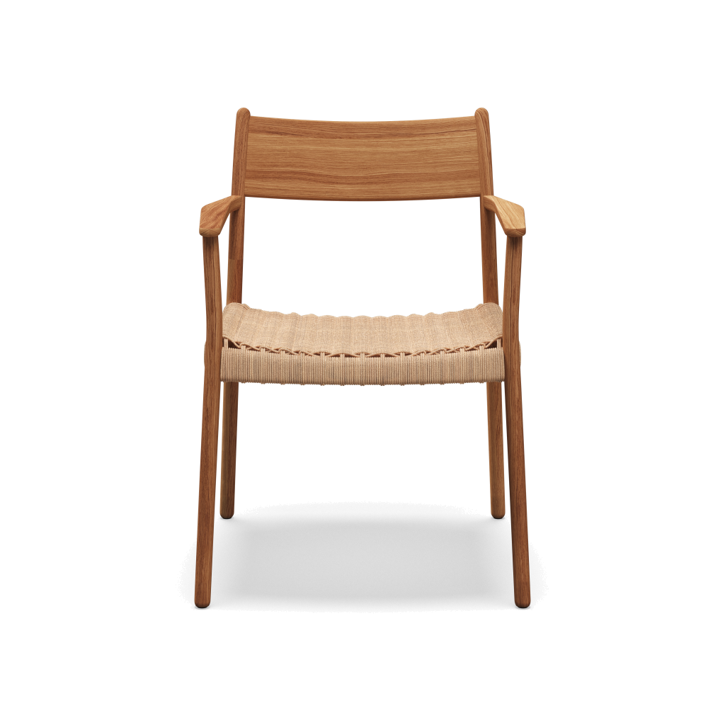 Gloster Lima Armstoel — teak met papierkoord zitting (1/3)