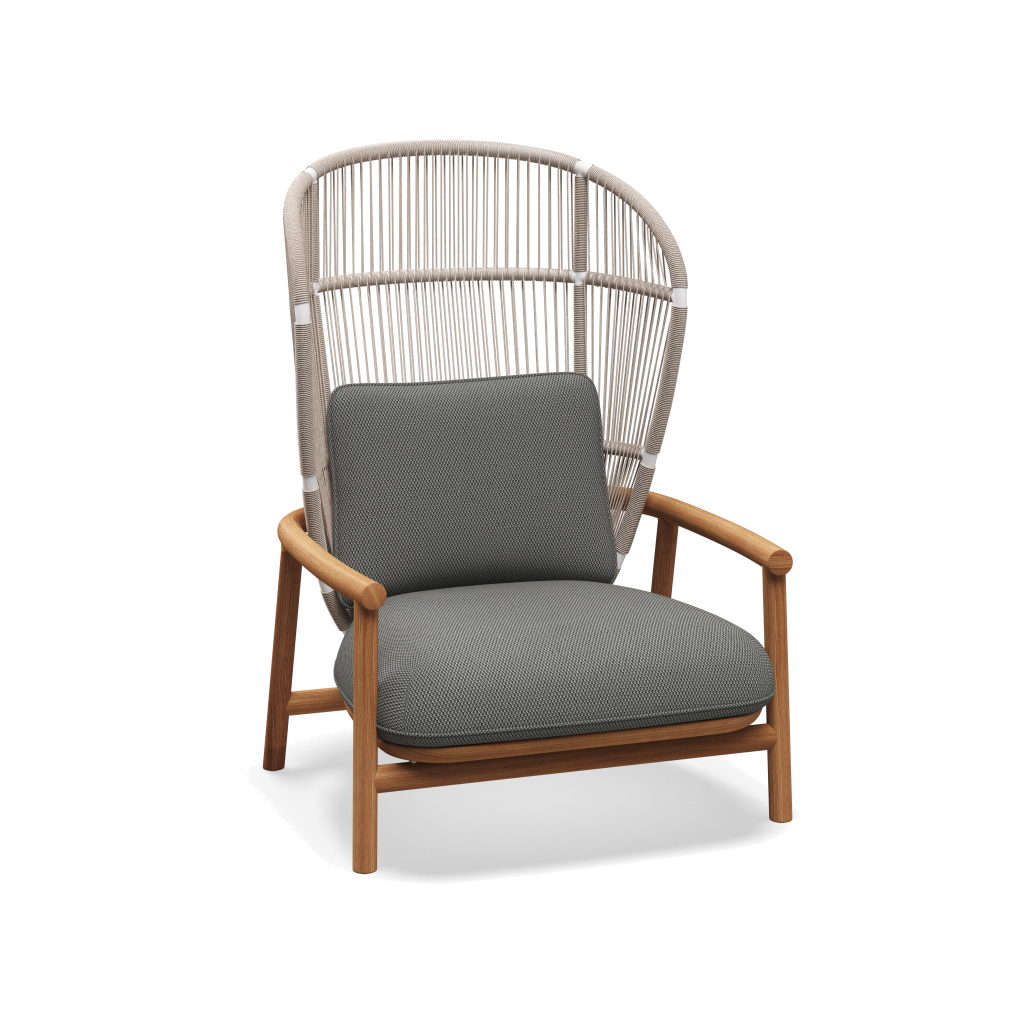 Fern High Back Lounge Chair — White Dune met Lopi Charcoal