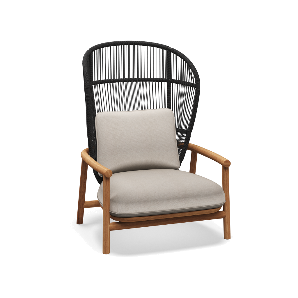 Fern High Back Lounge Chair — Meteor Raven met Blend Linen
