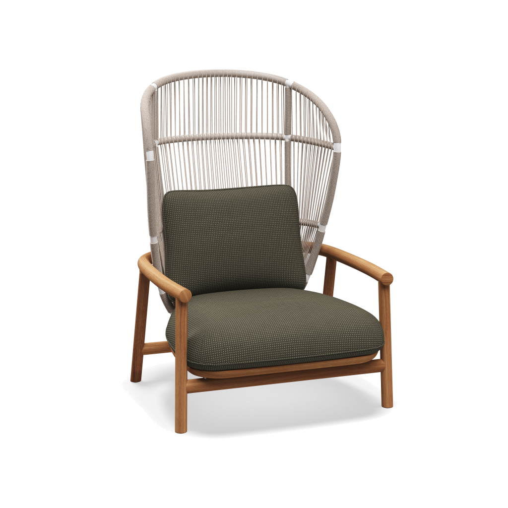 Fern High Back Lounge Chair — White Dune met Robben Charcoal