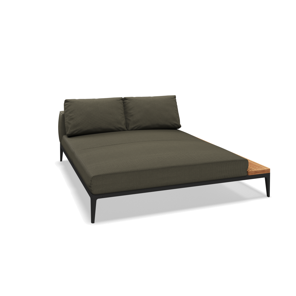 Grid chill chaise-element teak - Meteor Natural Teak met Robben Charcoal